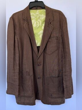 Bean Pole Men’s Linen Casual Blazer Chocolate Size Chest 100cm Height 175cm
